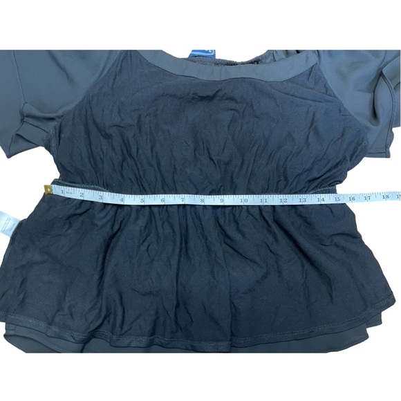 Scoop NYC Black Ruffle Flutter Sleeve Layered Blouse - Size Small - Picture 7 of 12